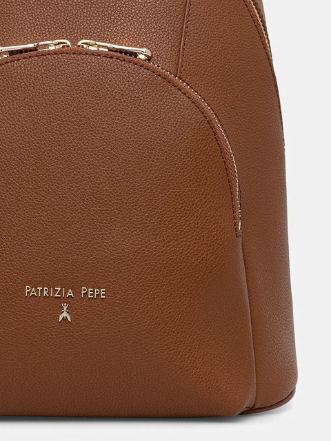 Patrizia Pepe plecak skórzany damski kolor brązowy mały gładki 8B0325 L001