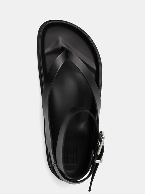 Tommy Jeans sandały skórzane TJW ANKLE STRAP SANDAL damskie kolor czarny EN0EN02873