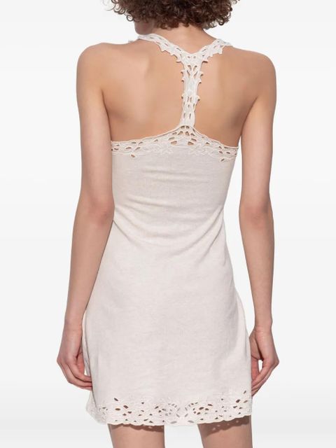 Cult Gaia embroidered lace-trim dress - Neutrals