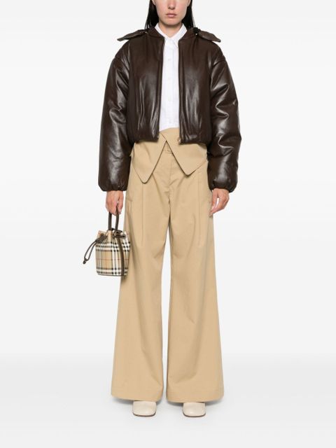 SANDRO leather puffer jacket - Brown