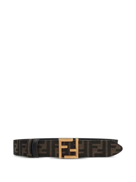 FENDI FF-logo leather belt - Black