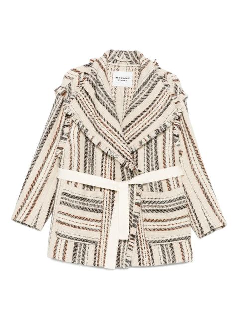 MARANT ÉTOILE Illisa striped fringed jacket - Neutrals - zdjęcie produktu nr 1