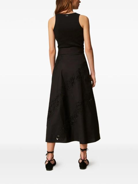 TWINSET lace belted midi skirt - Black