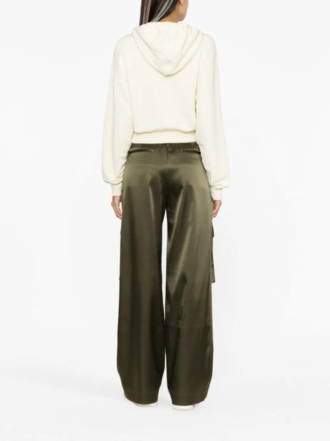 Off-White faux-pearl embellished cropped hoodie