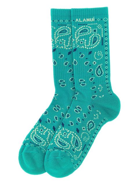 Alanui bandana ribbed socks - Green