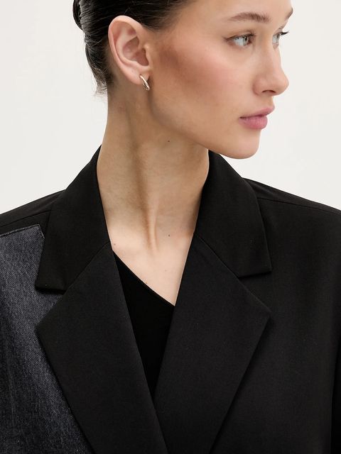 Karl Lagerfeld Jeans marynarka kolor czarny oversize gładka B1W14026