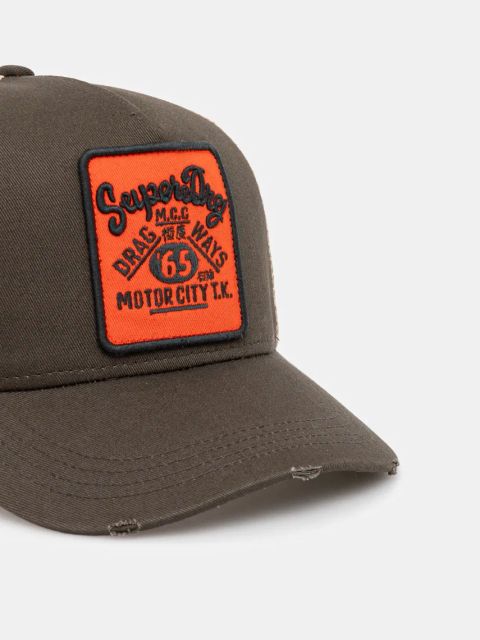 Superdry czapka z daszkiem kolor zielony z aplikacją W9010176A-L5L