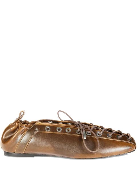 GANNI eyelets lace-up ballet flats - Brown - zdjęcie produktu nr 1