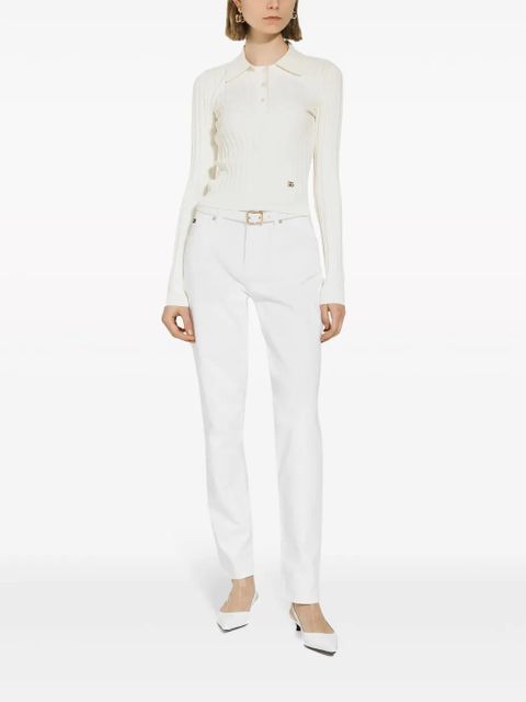 Dolce & Gabbana logo-plaque polo top - White
