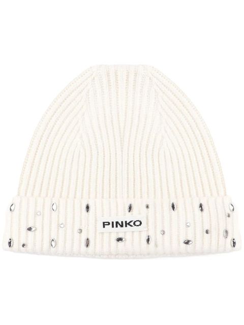 PINKO logo-patch beanie hat - White - zdjęcie produktu nr 1