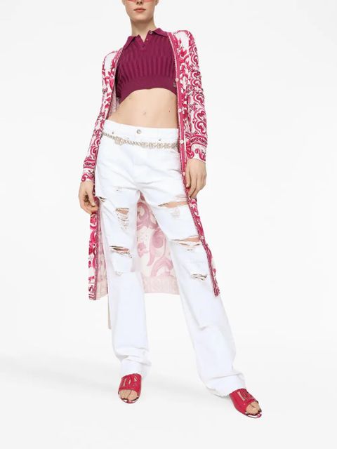 Dolce & Gabbana logo-plaque ribbed top - Pink - zdjęcie produktu nr 2