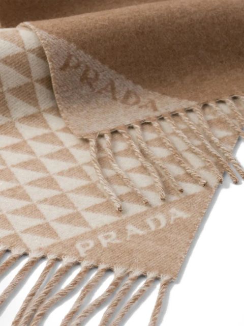 Prada Symbole reversible wool-cashmere scarf - Neutrals - zdjęcie produktu nr 2