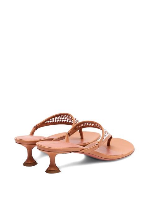 Amina Muaddi 45mm Cameron crystal-embellished leather sandals - Brown - zdjęcie produktu nr 2