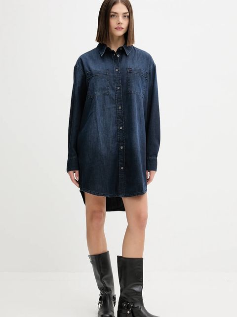 Tommy Jeans sukienka jeansowa kolor granatowy mini oversize DW0DW21650