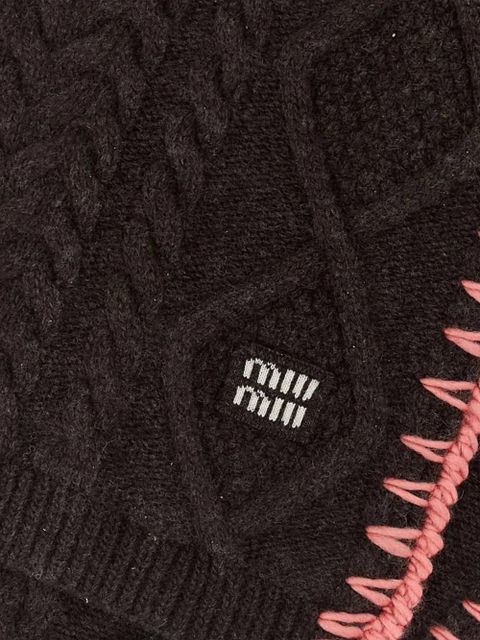 Miu Miu dark brown textured scarf - zdjęcie produktu nr 2