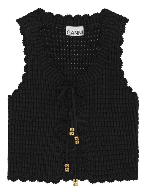 GANNI crochet-knit top - Black - zdjęcie produktu nr 1