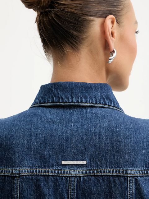 Karl Lagerfeld sukienka jeansowa FASHION DENIM kolor niebieski midi rozkloszowana B1W13037