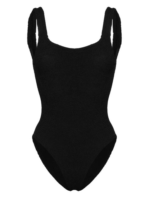 Hunza G square-neck shirred swimsuit - Black