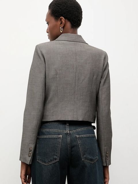 Answear.LAB marynarka kolor szary jednorzędowa gładka