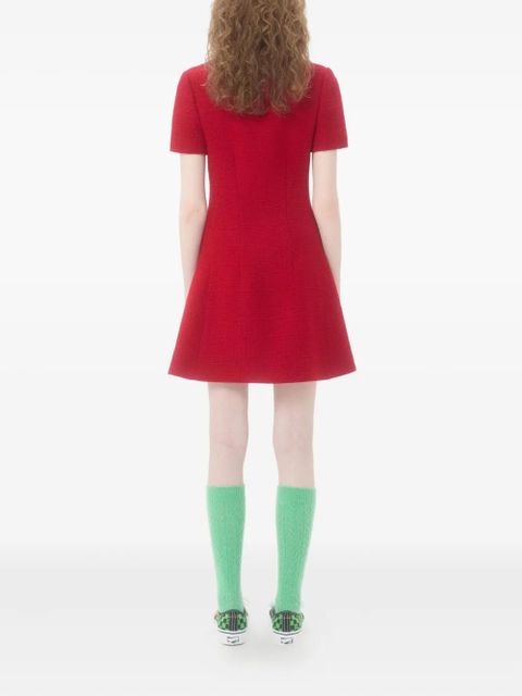 Valentino Garavani short dress in plain wool tweed - Red