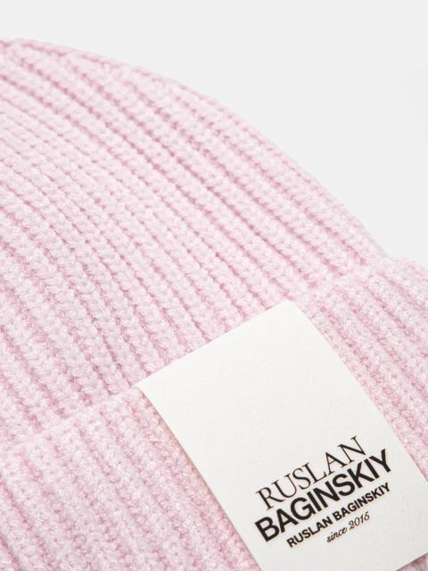 Ruslan Baginskiy czapka z domieszką wełny kolor różowy z grubej dzianiny BN039-VWNE