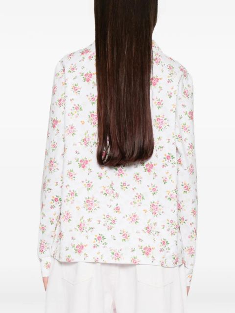 SHUSHU/TONG floral-print ruffled-collar sweatshirt - White
