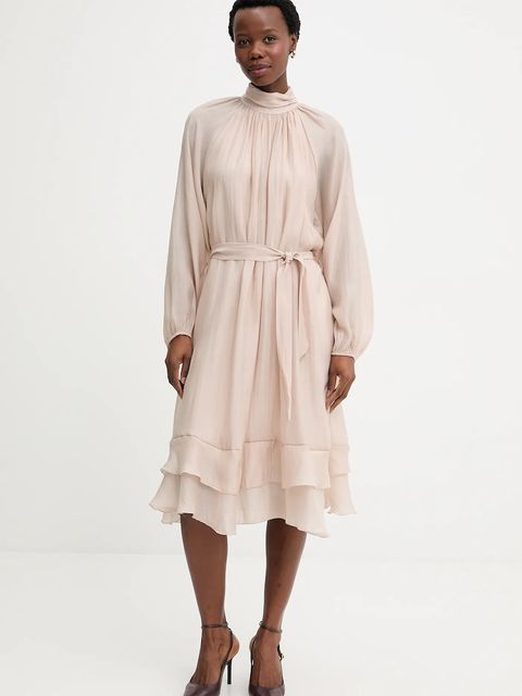 Answear.LAB sukienka kolor beżowy mini rozkloszowana