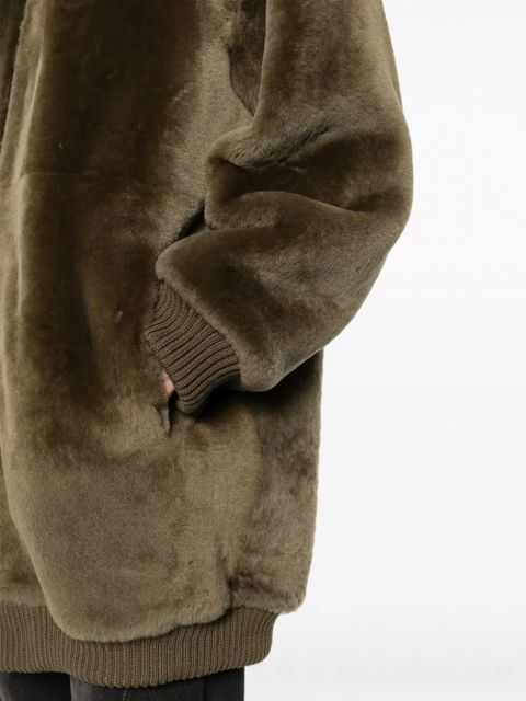 Yves Salomon hooded shearling coat - Green