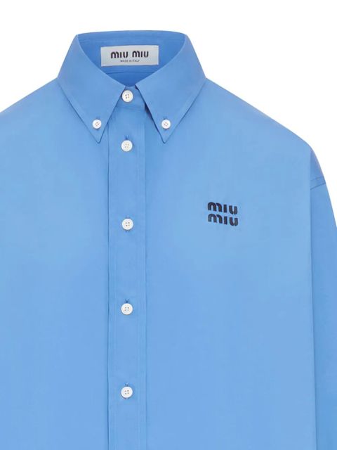 Miu Miu logo-embroidered shirt - Blue - zdjęcie produktu nr 2