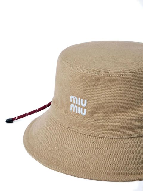 Miu Miu embroidered-logo bucket hat - Neutrals