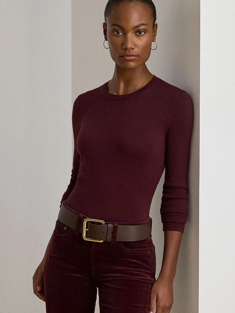 Lauren Ralph Lauren sweter damski kolor bordowy lekki 200919114 - zdjęcie produktu nr 1