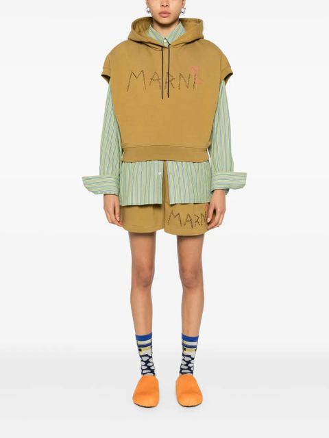 Marni logo-embroidered track shorts - Yellow - zdjęcie produktu nr 2
