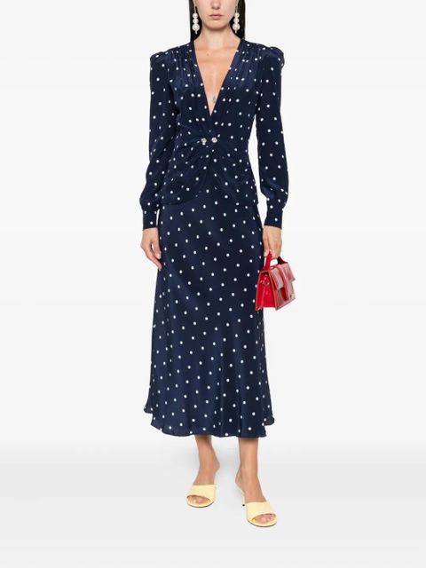 Alessandra Rich polka dot-print midi dress - Blue - zdjęcie produktu nr 2