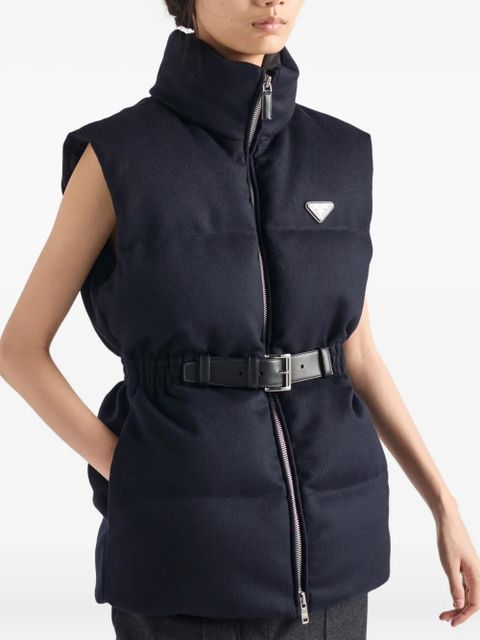 Prada padded triangle-logo gilet - Blue