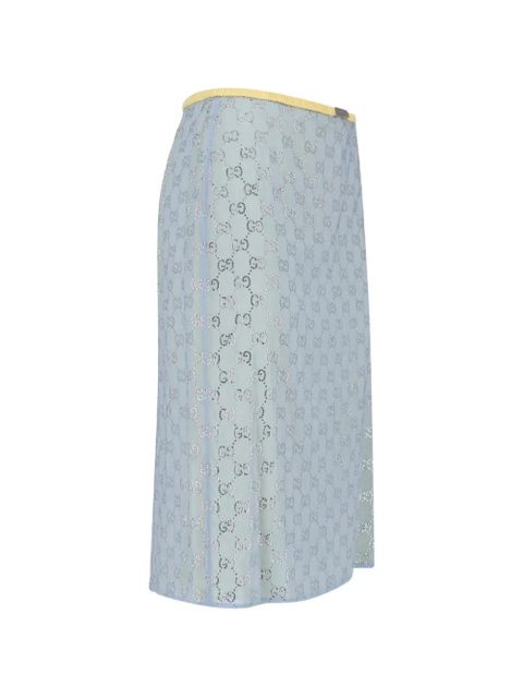 Gucci crystal trim midi skirt - Blue