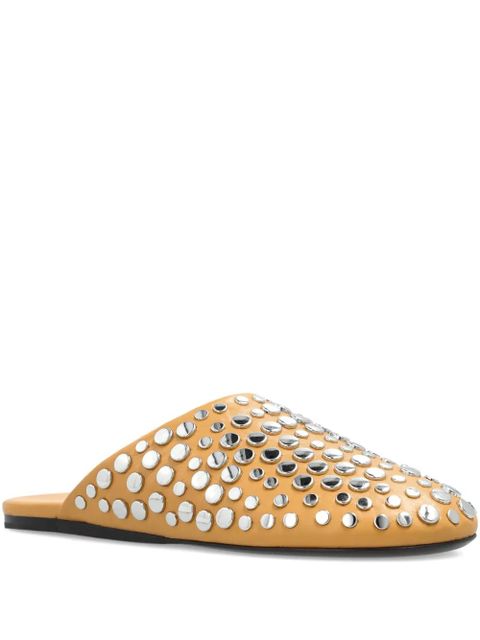 Tory Burch leather studded flat mules - Brown - zdjęcie produktu nr 1