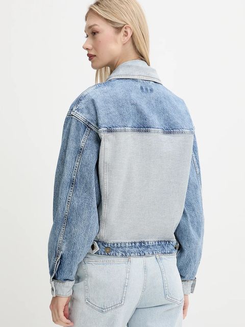 Guess Jeans kurtka jeansowa kolor niebieski przejściowa oversize W5YN56 D5M56