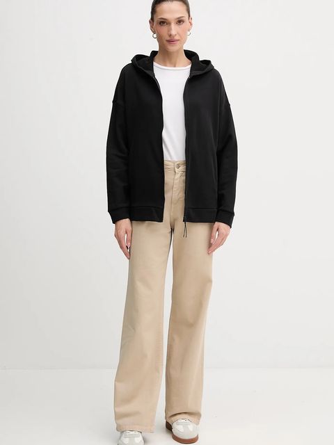 United Colors of Benetton bluza bawełniana damska kolor czarny z kapturem gładka 3UNID500R