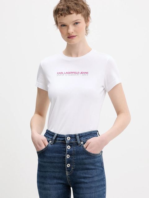 Karl Lagerfeld Jeans t-shirt bawełniany damski kolor biały B1W17053 - zdjęcie produktu nr 1