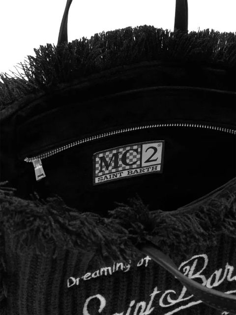 MC2 Saint Barth fringed embroidered-logo tote bag - Black