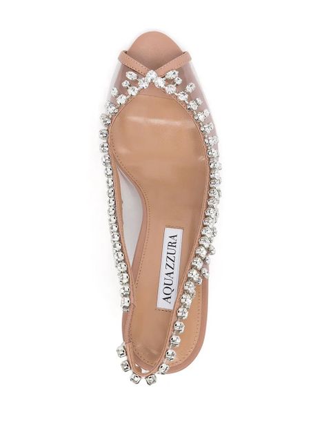 Aquazzura Temptation Crystal 75mm slingback pumps - White