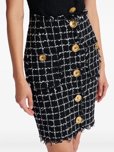 Balmain tweed buttoned pencil skirt - Black