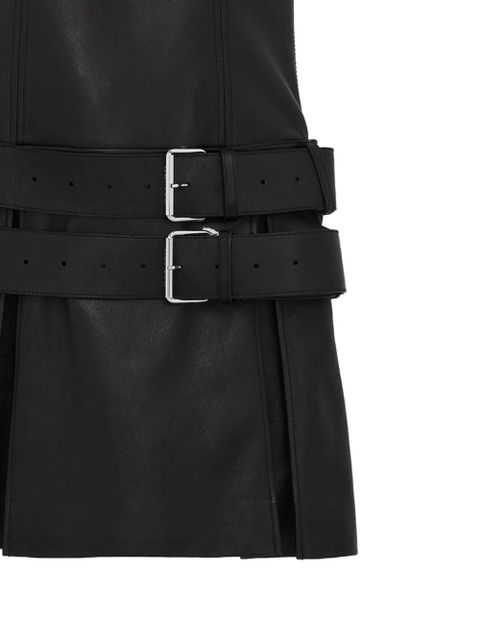 Alexander McQueen buckled pleated leather mini dress - Black - zdjęcie produktu nr 2