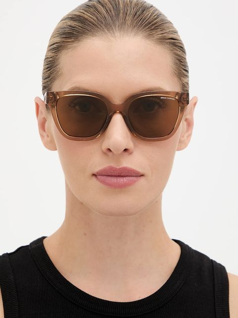 Armani Exchange okulary przeciwsłoneczne damskie kolor brązowy 0AX4164SU