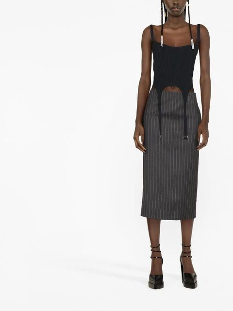 Versace mid-length pinstripe skirt - Grey