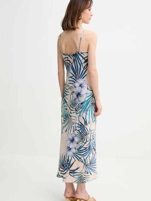 Guess sukienka NEW AKILINA kolor beżowy maxi dopasowana W5GK85 WH9C2