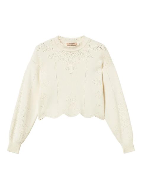 TWINSET scallop-hem cropped jumper - White - zdjęcie produktu nr 1