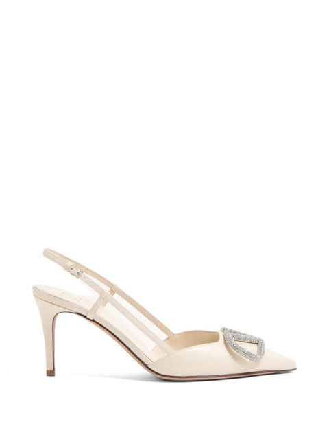Valentino Garavani VLogo Signature slingback pumps in calfskin leather 80mm - White - zdjęcie produktu nr 1
