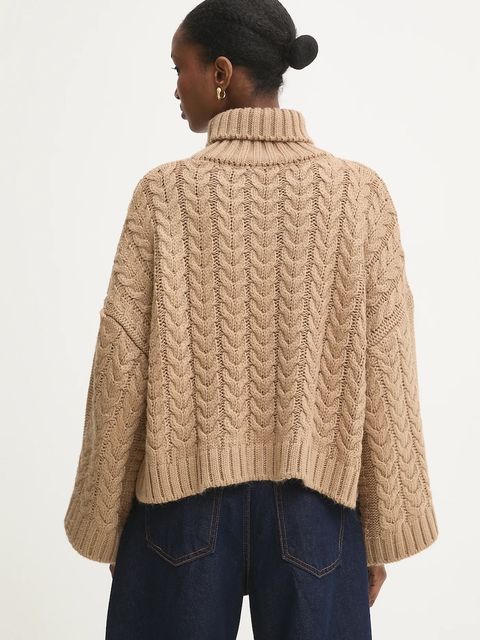 Answear.LAB sweter damski kolor beżowy ciepły z golfem