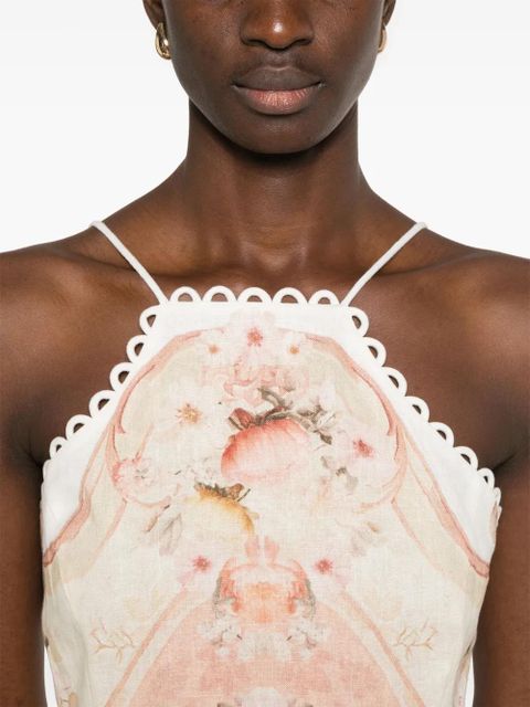 TWINSET printed linen midi dress - Neutrals